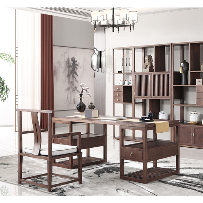 上集新中式实木办公桌椅组合全屋定制办公家具空间系列