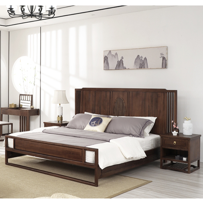 上集新中式实木双人床全屋定制民宿卧室家具空间系列B